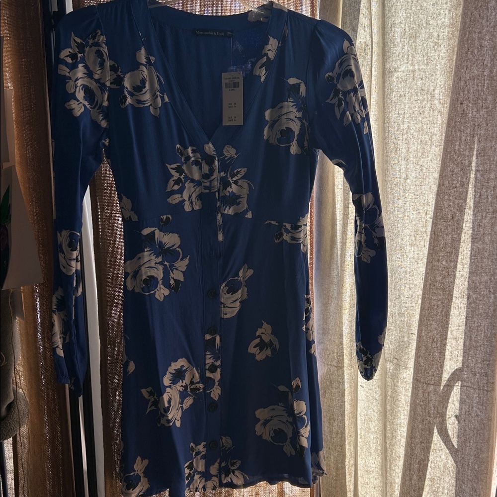 Abercrombie & Fitch Navy Floral Long Sleeve Dress - Picture 2 of 8